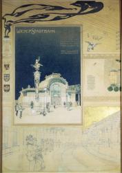 The Stadtbahn Pavilion of the Vienna Underground Railway, design showing the exterior and a view of the railway platform, c.1894-97 (coloured pencil) | Obraz na stenu