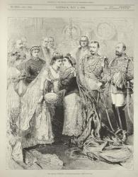 The Royal Wedding: Prince Leopold (1853-84), Duke of Albany to Princess Helen of Waldeck-Pyrmont in St. George's Chapel, Windsor, 27th April 1882, from 'The Illustrated London News', 6th May 1882 (engraving) | Obraz na stenu