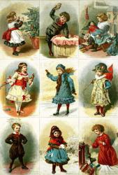 Christmas cards depicting various children's activities, pub. by Leighton Bros., 1882 (engraving) | Obraz na stenu