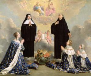 Anne of Austria (1601-66) and her Children at Prayer with St. Benedict and St. Scholastica, 1646 (oil on canvas) | Obraz na stenu