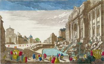 The Trevi Fountain, Rome (coloured engraving) | Obraz na stenu