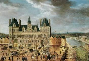 The Hotel de Ville, Place de Greve (oil on canvas) | Obraz na stenu
