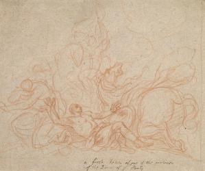 Sketch for the Conversion of St. Paul for the dome of St. Paul's Cathedral (red chalk on brown paper) | Obraz na stenu