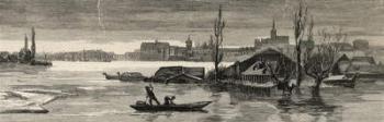 The disastrous floods in Austria-Hungary: View of Raab lately inundated by the Danube, from 'The Graphic', 20th January 1883 (engraving) | Obraz na stenu