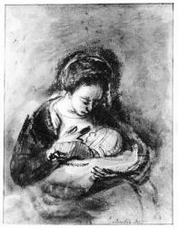 Mother and Child, c.1655 (pen, ink & wash on paper) | Obraz na stenu