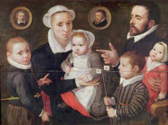 Portrait of a family: parents with their children and ancestors, 1577 (oil on panel) | Obraz na stenu