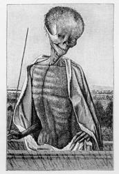 Doctor Death, from a Book of Hours, illustration from 'Science and Literature in the Middle Ages and the Renaissance', written and engraved by Paul Lacroix, 1878 (engraving) (b/w photo) | Obraz na stenu