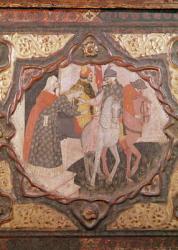 Detail of a cassone showing the story of Saladin and Torello of Istria, by Giovanni Boccaccio (tempera on panel) (see also 444280 & 444282) | Obraz na stenu