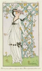 Journal des Dames et des Modes: robe de jeune fille en crepe de chine by H.Robert Dammy, 1913 | Obraz na stenu