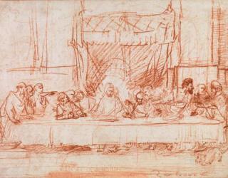The Last Supper, after the fresco by Leonardo da Vinci (1452-1519) c.1635 (red chalk on paper) (b/w photo) | Obraz na stenu