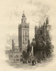 The Giralda, Seville, Spain, from 'Spanish Pictures' by Reverend Samuel Manning, published in 1870 (engraving) | Obraz na stenu