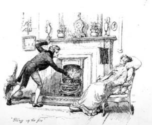'Piling up the fire', illustration to 'Pride & Prejudice' by Jane Austen, edition published in 1894 (engraving) | Obraz na stenu