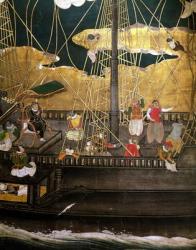 The Arrival of the Portuguese in Japan, detail of the Portuguese ship, from a Namban Byobu screen, 1594-1618 (gouache on paper) | Obraz na stenu