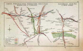 Transport map of London, c.1915 (colour litho) | Obraz na stenu