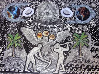 Panama Papers, 2016, (pen, pencil, collage on card) | Obraz na stenu