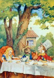 The Mad Hatter's Tea Party, illustration from 'Alice in Wonderland' by Lewis Carroll (1832-9) (colour litho) | Obraz na stenu
