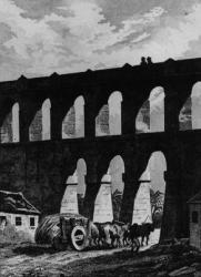 Aqueduct at Rio, from 'Bresil, Colombie et Guyanes',by Ferdinand Denis and Cesar Famin (engraving) (b/w photo) | Obraz na stenu