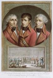 Portrait of the Three Consuls of the Republic and Barthelemy Presenting the Consitutional Act Proclaiming Napoleon I as Emperor for Life to the Premier Consul, 2nd August 1802, engraved by Charles Francois Levachez (1760-1820) (coloured engraving) | Obraz na stenu