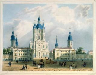 The Smolny Cloister in St. Petersburg, printed by Edouard Jean-Marie Hostein (1804-89), published by Lemercier, Paris, 1840s (colour lithograph) | Obraz na stenu
