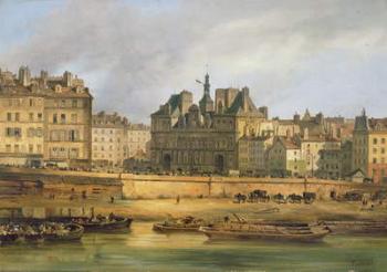 Hotel de Ville and embankment, Paris, 1828 (oil on canvas) | Obraz na stenu