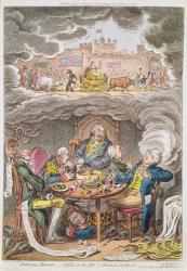 Delicious Dreams! Castles in the Air! Glorious Prospects! vide An Afternoon Nap after the Fatigue of an Official Dinner, cartoon depicting Lord Portland and his ministers, 1808 (engraving) | Obraz na stenu