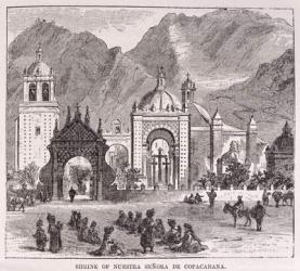 Shrine of the Nuestra Senora de Copacabana, Lima, Peru, from 'Incidents of Travel and Exploration in the Land of the Incas' by E. George Squier, pub. in 1878 (engraving) | Obraz na stenu