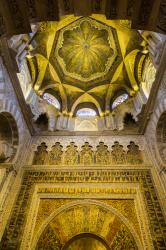 Cordoba, Cordoba Province, Andalusia, Spain. Decoration above the mihrab of La Mezquita, the Great Mosque. Also known as the mosque-cathedral. The Historic Centre of Cordoba is a UNESCO World Heritage Site. | Obraz na stenu