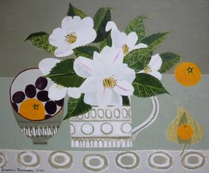 White Camelia and Tangerines | Obraz na stenu