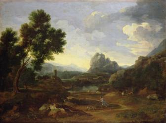 Landscape with hunter and dogs (oil on canvas) | Obraz na stenu