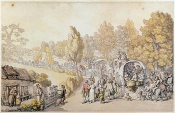 Cartoon depicting country folk leaving for the town, 1818 (hand-coloured engraving) | Obraz na stenu