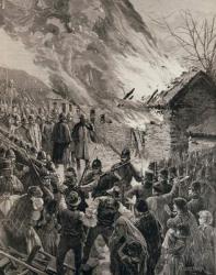 The Rent War in Ireland: Burning the Houses of Evicted Tenants at Glenbeigh, County Derry, from 'The Illustrated London News', 29th January 1887 (engraving) | Obraz na stenu