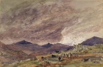 Mountainous Landscape with Stormy Sky (w/c on paper) | Obraz na stenu