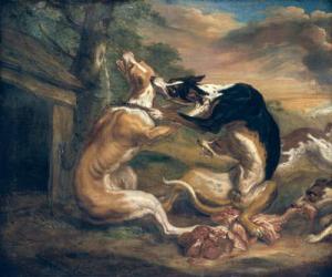 The Dog Fight, 1678 (oil on canvas) | Obraz na stenu
