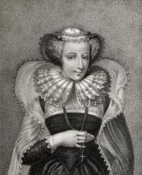 Mary Queen of Scots, engraved by Bocquet, illustration from 'A catalogue of Royal and Noble Authors, Volume V', published in 1806 (litho) | Obraz na stenu