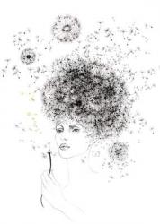 Girl with dandelion , 2013, black ink, pencil | Obraz na stenu