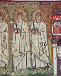 Procession of the Martyrs, 527-99 (mosaic) (detail of 58071) | Obraz na stenu