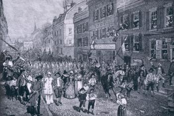 Carnival at Philadelphia, illustration from 'The Battle of Monmouth Court House' by Benson J. Lossing, pub. in Harper's Magazine, June 1878 (litho) | Obraz na stenu