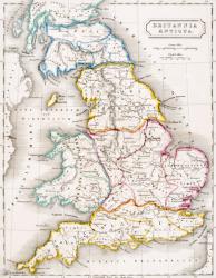 Map of England, Britannia Antiqua, from 'The Atlas of Ancient Geography', by Samuel Butler, published in London, c.1829 (colour litho) | Obraz na stenu