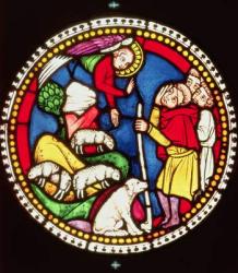 Window depicting The Annunciation to the Shepherds, c.1300 (stained glass) | Obraz na stenu