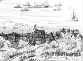 The Swan Theatre on the Bankside as it appeared in 1614 (engraving) | Obraz na stenu