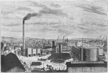 Deutsch Company, the factory at Rouen, illustration from 'Les Grandes Usines' by Julien Turgan, c.1880 (engraving) (b/w photo) | Obraz na stenu