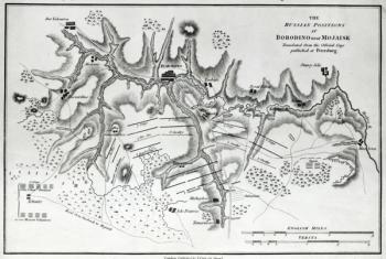 Map showing the Russian positions at the Battle of Borodino, c.1812 (engraving) (b/w photo) | Obraz na stenu