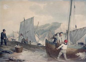 Fishing Boats Unloading (watercolour) | Obraz na stenu