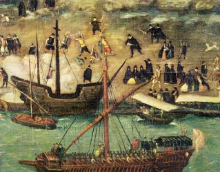 The Port of Seville, c.1590 (oil on canvas) (detail) | Obraz na stenu