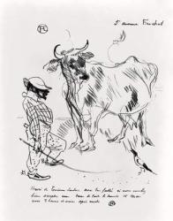 Invitation to a Cup of Milk, 1897 (litho) (b/w photo) | Obraz na stenu