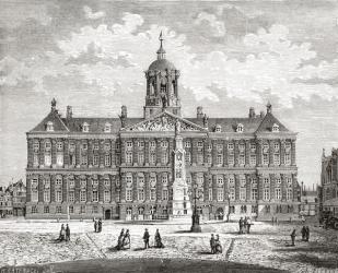 The Royal Palace, Dam Square, Amsterdam, The Netherlands in the 19th century. From Pictures From Holland by Richard Lovett, published 1887. | Obraz na stenu