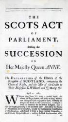 Pamphlet announcing 'The Scots Act of Parliament, settling the Succession on Her Majesty Queen Anne' April 11th 1689 (engraving) (b/w photo) | Obraz na stenu