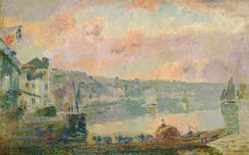 The Ferry at La Bouille (oil on canvas) | Obraz na stenu