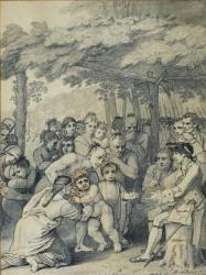 The Indians Delivering up the English Captives to Colonel Bouquet near his camp at the folks of Muskingum, North America in November 1764, c.1769 (ink and wash on paper) | Obraz na stenu