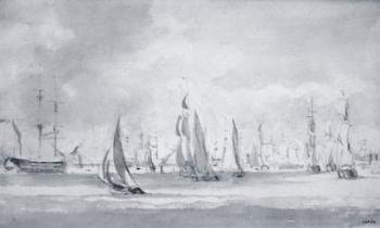 Shipping in the Thames (graphite on paper) | Obraz na stenu